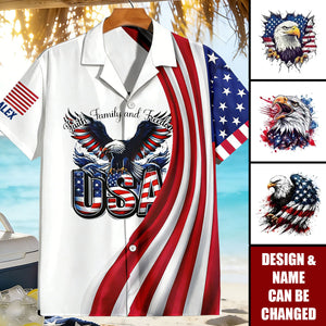 Custom Name American Pride Patriotic 250th Anniversary Eagle Hawaii Shirt