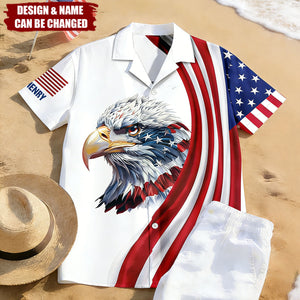Custom Name American Pride Patriotic 250th Anniversary Eagle Hawaii Shirt
