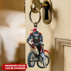 Personalized Motocross Racer Acrylic Keychain