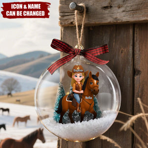 Girl Riding Horse - Personalized Snow Globe Ornament