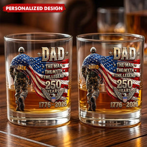 250th America The Patriot Legend Glass - Personalized Whiskey Glass, Gift For Dad, Grandpa