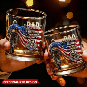 250th America The Patriot Legend Glass - Personalized Whiskey Glass, Gift For Dad, Grandpa
