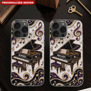 Grand Piano Music Note Phone Case -Personalized Gift For Pianists