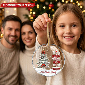Personalized Family Signpost Glass Christmas Ornament, Custom Family Names Tree Keepsake Gift