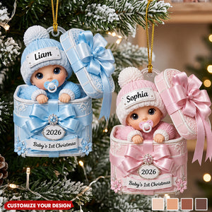 Personalized Baby's First Christmas Acrylic Ornament, Custom Name Newborn Xmas Gift