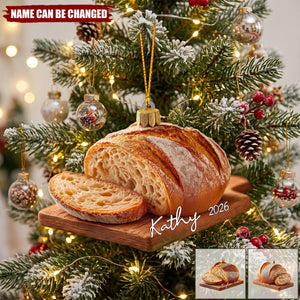 Personalized Sourdough Bread Ornament, Rustic Acrylic Christmas Gift