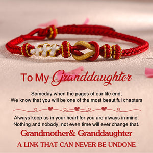 For Granddaughter - Grandmother And Granddaughter A link That Can Never Be Undone Peach Peach Blossom Knot Bracelet