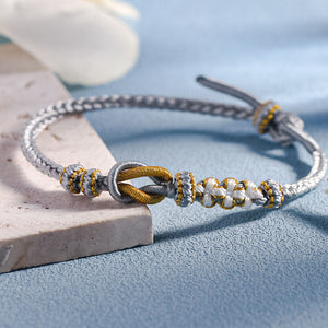 For Granddaughter - Grandmother And Granddaughter A link That Can Never Be Undone Peach Peach Blossom Knot Bracelet