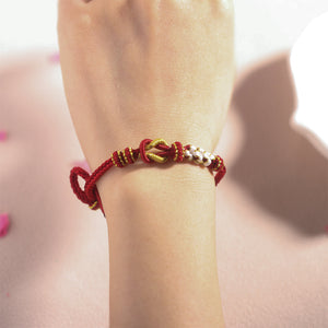 For Granddaughter - Grandmother And Granddaughter A link That Can Never Be Undone Peach Peach Blossom Knot Bracelet