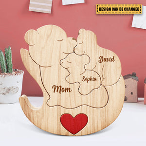 Mama Bear - Gift For Mothers & Grandmas - Personalized Custom Shaped Wooden Puzzle