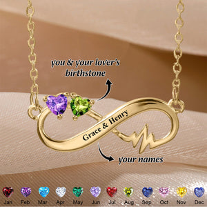Infinity Love Custom Birthstone Engraved Name Personalized Couple Necklace