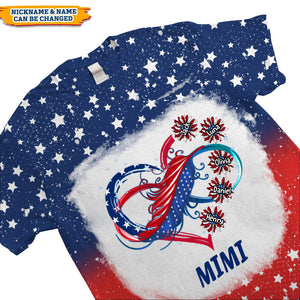 Independence Day Grandma Mom Custom Nickname Names Family Heart Infinity July 4th Gift Tshirt