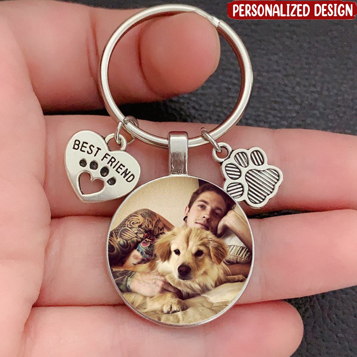Personalized Photo Best Friend Dog Picture Keychain