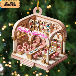 Personalized Nail Salon Christmas Tree Hanging Ornament