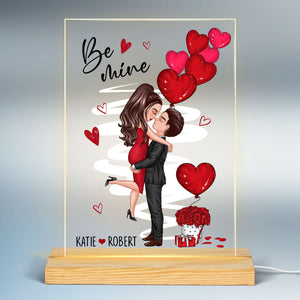 Be Mine Doll Couple Kissing Valentine‘s Day Gift Personalized Plaque LED Night Light