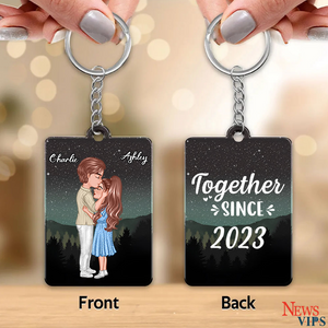 Couple Kissing Under Stars, Sky Forest Personalized  Keychain