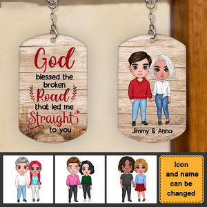 Gift for Couple God Blessed The Broken Road Aluminum Keychain