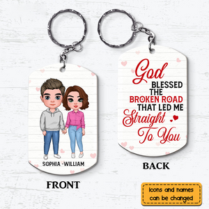 Gift for Couple God Blessed The Broken Road Aluminum Keychain