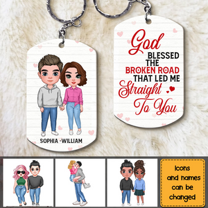 Gift for Couple God Blessed The Broken Road Aluminum Keychain