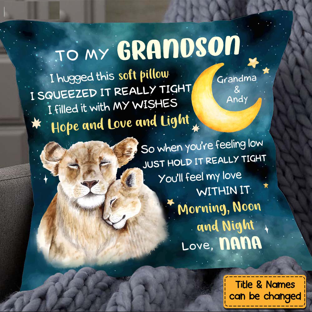 Gift For Grandson Lion Hug This Pillow