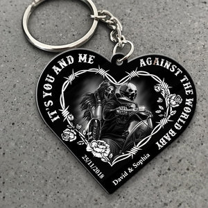 Couple, It's You And Me Against The World Babe, Personalized Keychain, Gift For Couple