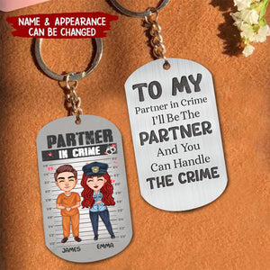 Personalized Couple Partners In Crime Stainless Steel Keychain - Gift Idea For Couple/ Him/ Her - You Stole My Heart & I'll Let You Keep It