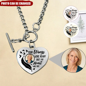 Your Wings Were Ready Personalized Photo Heart Bracelet