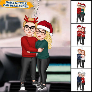 Couple Hugging Christmas Gift For Her Gift For Her Anniversary Keepsake Personalized Car Ornament