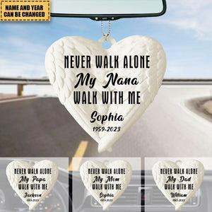 Never Walk Alone My Love Walks With Me Personalized Wing Ornament