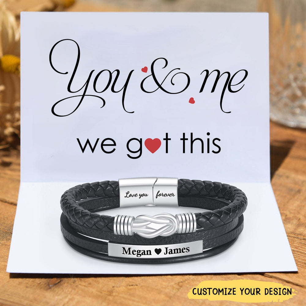 Personalized Couple Forever And Always Linked Magnetic Clasp Bracelet