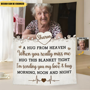 Hug From Heaven - New Version - Personalized Photo Blanket