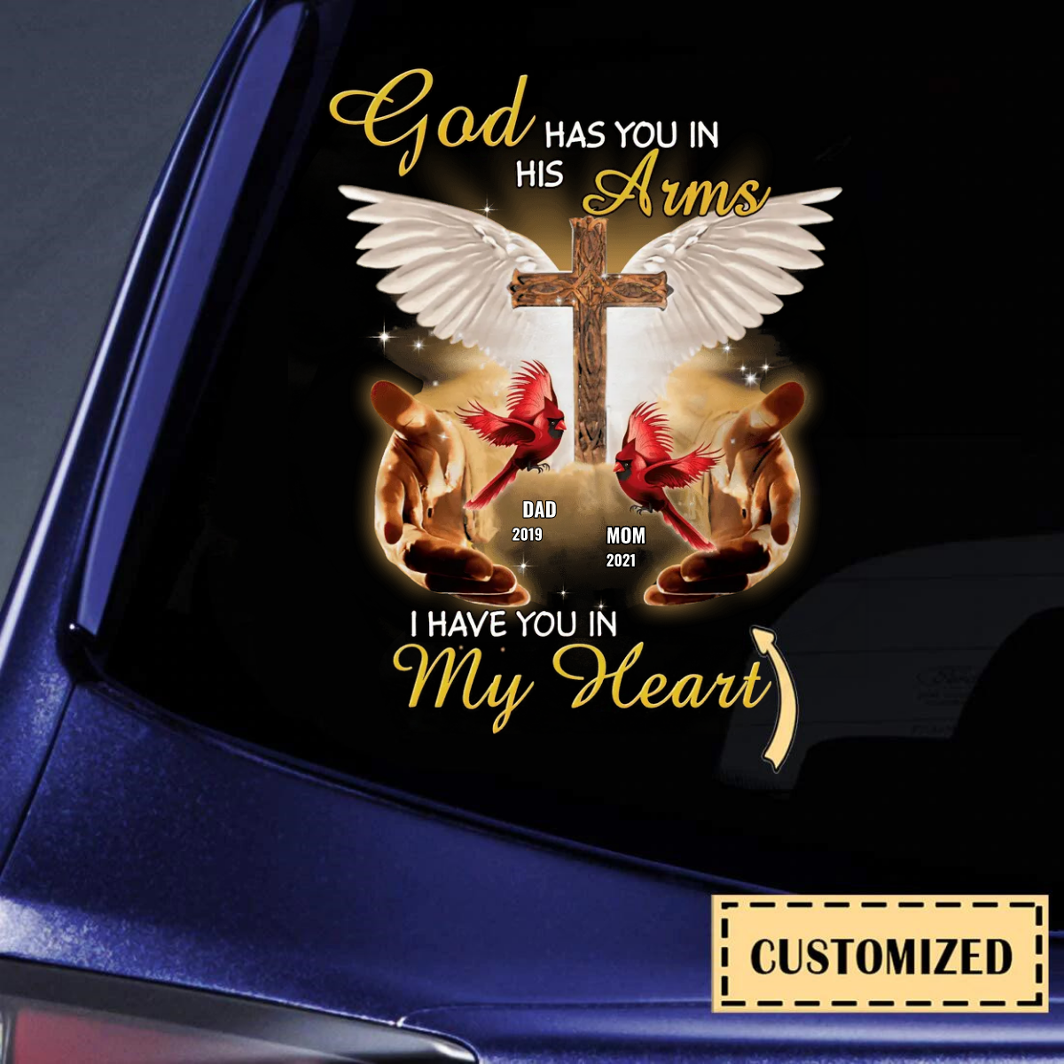 God Has You In His Arms Custom Cardinal Memorial Decal