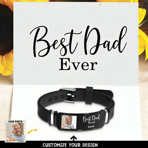 Custom Photo Best Mom Dad Ever - Gift For Family, Siblings, Friends - Personalized Engraved Bracelet