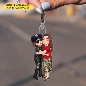 Mom Grandma & Occupation Kid Grandkid Hugging Personalized Acrylic Keychain