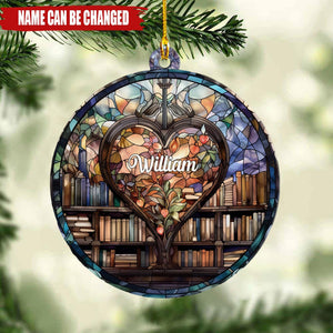 Book Shelf Stained Glass Ornament, Book Lover Christmas Ornament, Book Lover Ornament, Book Club Gift, Book Lover Christmas, Librarian Gift