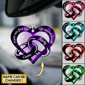 Personalized Couple Rings Heart Ornament Cute Gifts for Couples