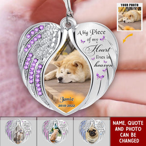 Your Wings Were Ready But My Heart Was Not - Personalized Memorial Heart Acrylic Photo Keychain