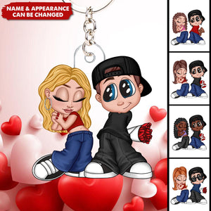 Y2K Couple Personalized Keychain - Valentine's Day Gift For Him, For Her