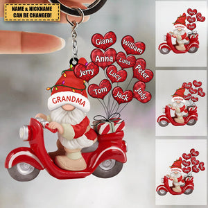 Nana Dwarf Riding A Motorbike With Balloon Kids Christmas Personalized Acrylic Keychain