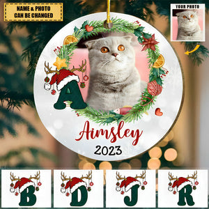 Meowy Christmas Circle Ornament
