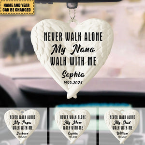 Never Walk Alone My Love Walks With Me Personalized Wing Ornament