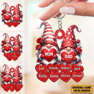 Valentine Red Couple Dwarf Nana Papa Mom Dad Sweet Heart Kids Personalized Keychain