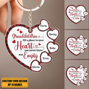Grandchildren Fill A Place In Your Heart - Personalized Acrylic Keychain