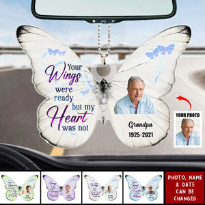 Personalized Memorial Butterfly Acrylic Ornament - Upload Photo - Memorial Gift Idea For Family Member