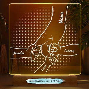 Hand In Hand, I Will Always Protect You - Birthday, Loving Gift For Mom, Dad, Papa, Nana, Grandma, Grandpa - Personalized Custom 3D Led Light Wooden Base