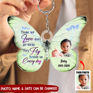 Personalized Memorial Butterfly Acrylic Keychain - Upload Photo - Memorial Gift Idea For Family Member