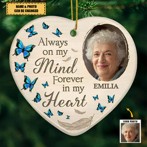 Custom Photo In Loving Memory - Memorial Personalized Custom Ornament - Ceramic Heart Shaped - Christmas Gift, Sympathy Gift For Family Members