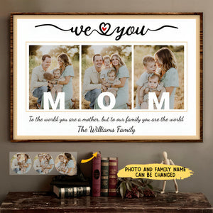 Custom Photo Mom To Our Family You Are The World - Gift For Mom - Personalized Poster