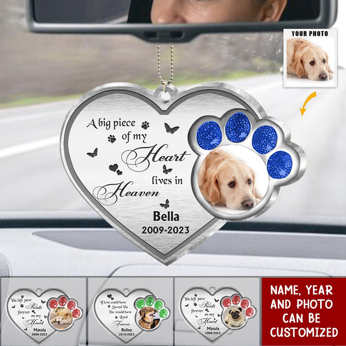 Personalized Photo Memorial Heart Aluminum Ornament - Memorial Gift Idea For Pet Lover