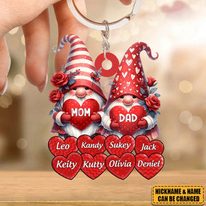 Valentine Red Couple Dwarf Nana Papa Mom Dad Sweet Heart Kids Personalized Keychain
